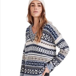 NWT Madewell Forrest Fair Isle V-Neck Sweater XS